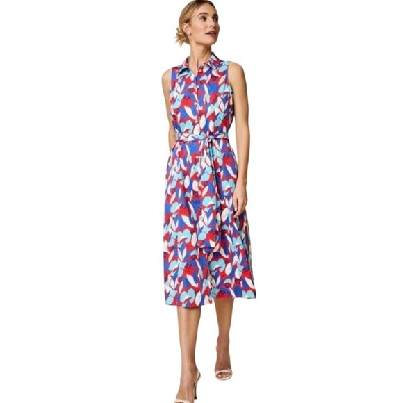 UntuckIt for her Cotton Button Front Faye Dress in Blue, Red, White Floral, 4 - Picture 2 of 14